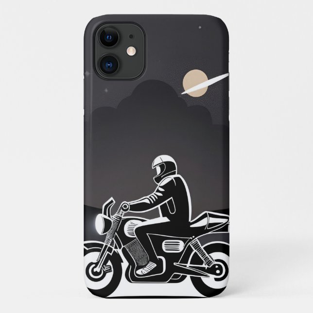 Motorcyclist Riding Under Moonlit Sky Case-Mate iPhone Case (Back)