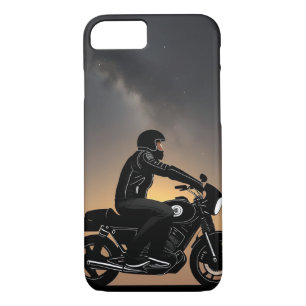 Motorcyclist Riding Under Moonlit Sky iPhone 8/7 Case
