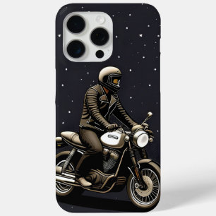 Motorcyclist Riding Under Moonlit Sky iPhone 15 Pro Max Case