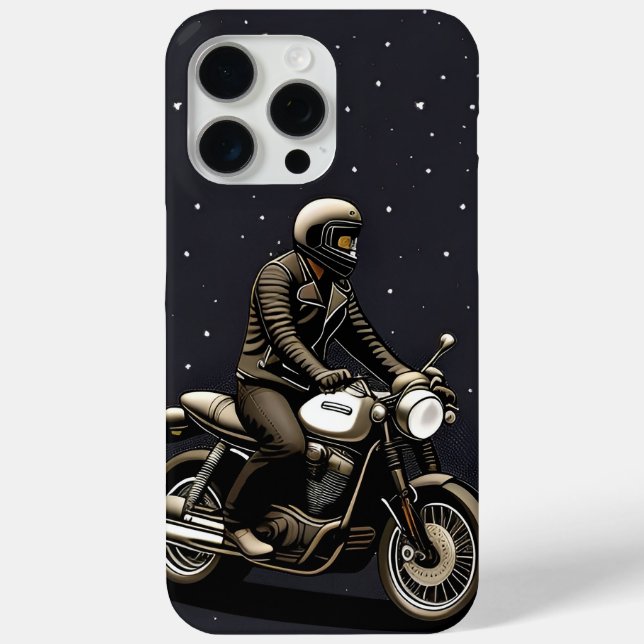 Motorcyclist Riding Under Moonlit Sky Case-Mate iPhone Case (Back)