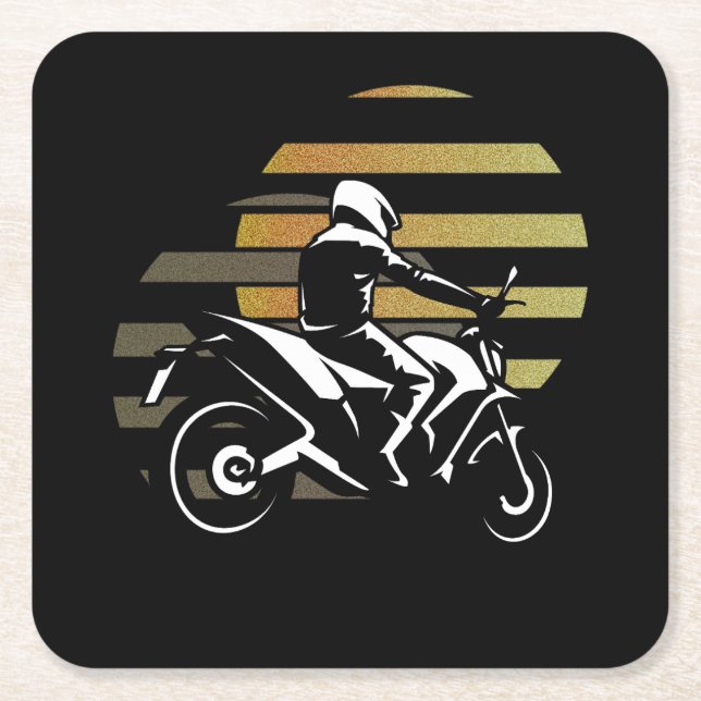 Motorcyclist Square Paper Coaster (Front)