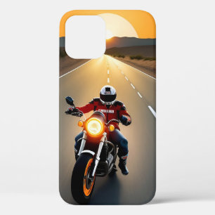 Motorcyclist With Mask Riding iPhone 12 Case