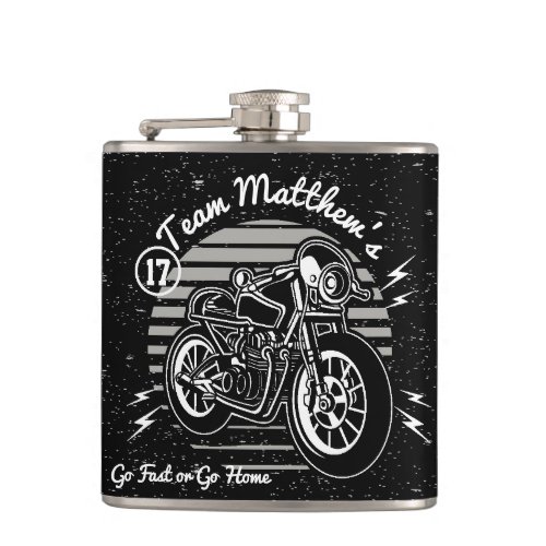 Motorcyle Biker Best Man Monogram Hip Flask