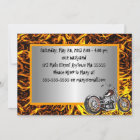 Motorcyle Flames Birthday Invitation | Zazzle