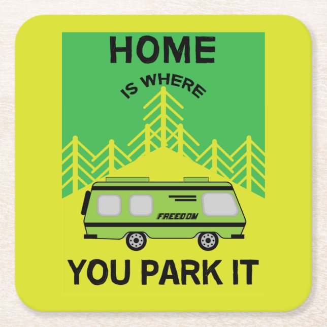 Motorhome Camping | Camping Motorhomes | RV Mug Me Square Paper Coaster (Front)