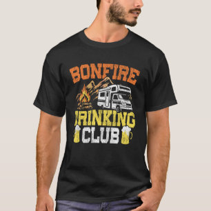 Motorhome Camping Retro Campfire Drunk Alcohol Bee T-Shirt