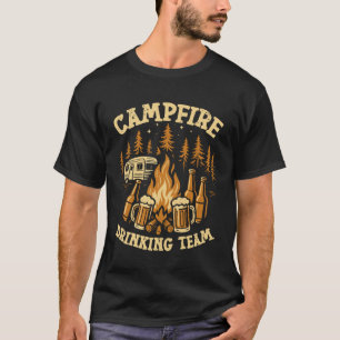 Motorhome Camping Retro Drunk Alcohol Beer Campfir T-Shirt