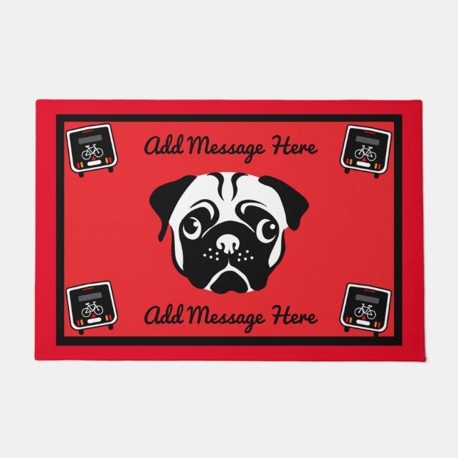 Motorhome Pug Camping  Doormat (Front)