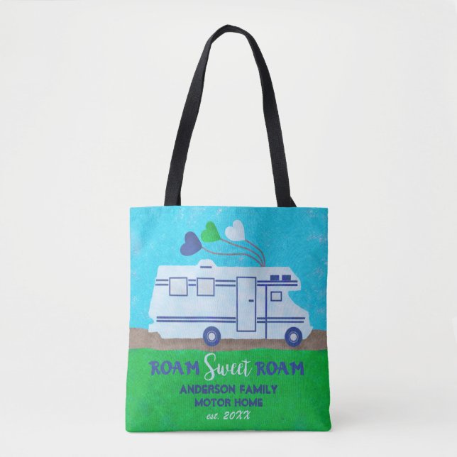 Motorhome RV Camper Travel | Add Family Name Tote Bag (Front)