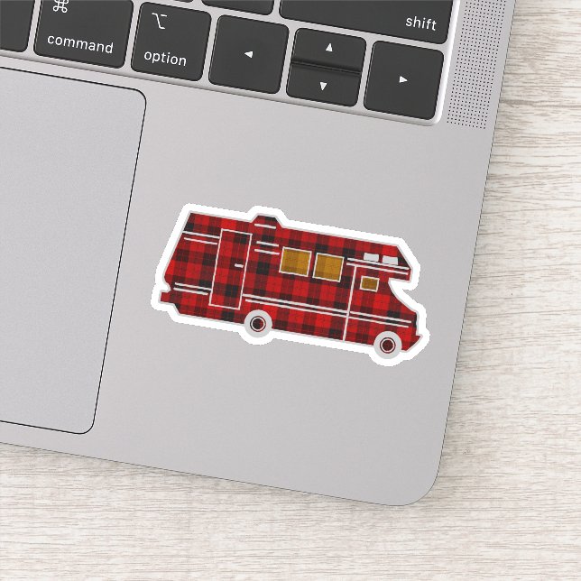 Motorhome RV Camper Travel Van Cute Rustic Plaid Sticker (Detail)