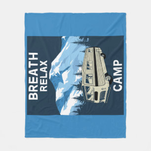 Motorhome RV Camper Travel Van Retro Mug Fleece Blanket