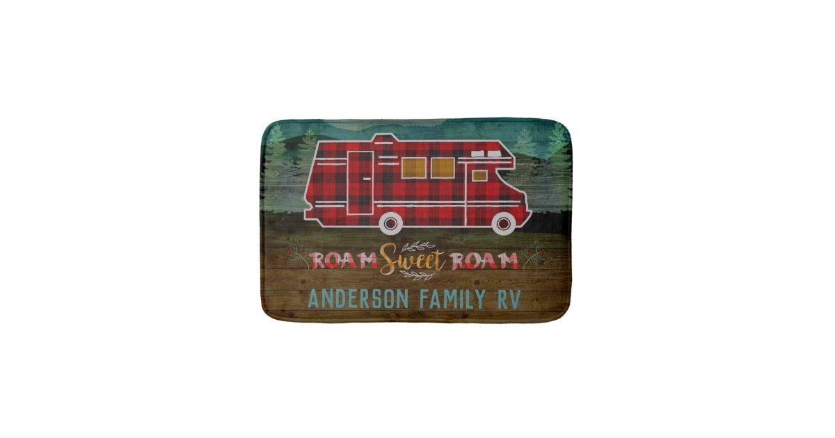 Motorhome RV Camper Travel Van Rustic Personalized Bath Mat Zazzle