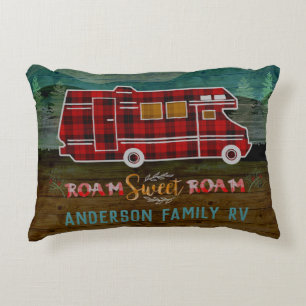 Motorhome RV Camper Travel Van Rustic Personalized Decorative Pillow