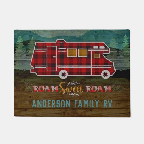 Motorhome RV Camper Travel Van Rustic Personalized Doormat