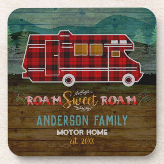 Motorhome RV Camper Travel Van Rustic Personalized Drink Coaster