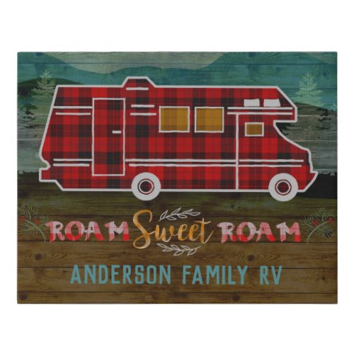 Motorhome RV Camper Travel Van Rustic Personalized Faux Canvas Print
