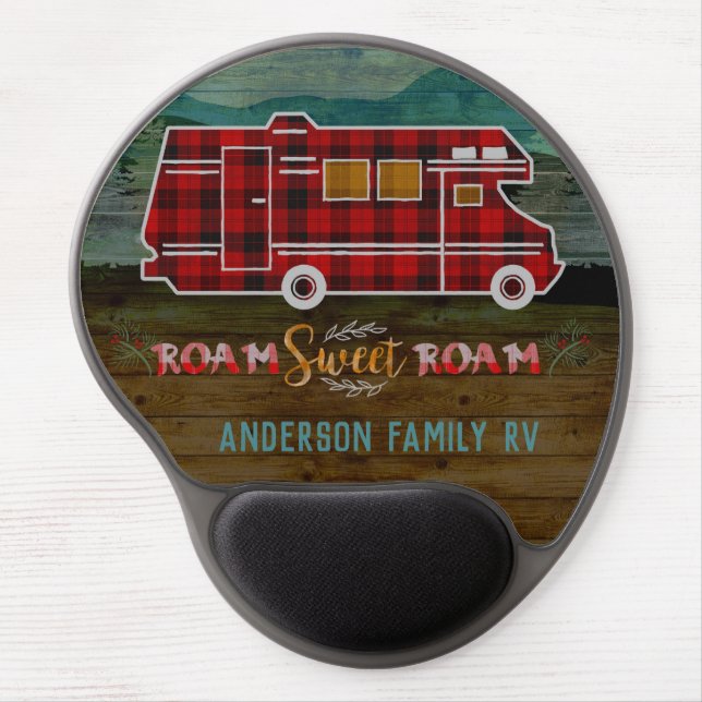 Motorhome RV Camper Travel Van Rustic Personalized Gel Mouse Pad (Front)
