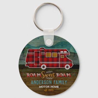 Motorhome RV Camper Travel Van Rustic Personalized Keychain