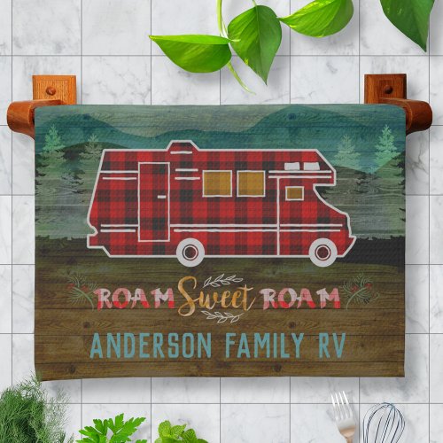 Motorhome RV Camper Travel Van Rustic Personalized Kitchen Towel