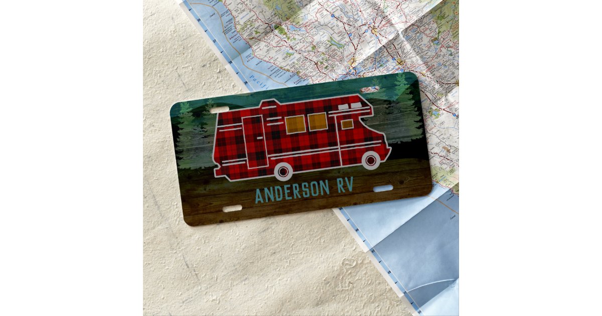 Motorhome RV Camper Travel Van Rustic Personalized License Plate Zazzle