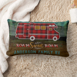 Motorhome RV Camper Travel Van Rustic Personalized Lumbar Pillow