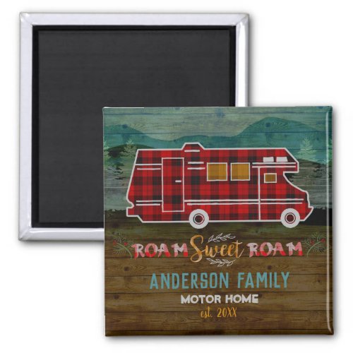 Motorhome RV Camper Travel Van Rustic Personalized Magnet