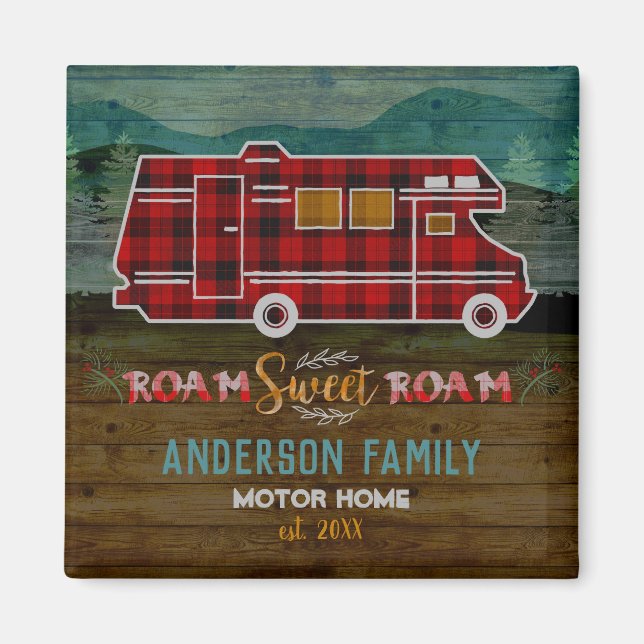 Motorhome RV Camper Travel Van Rustic Personalized Magnet (Front)