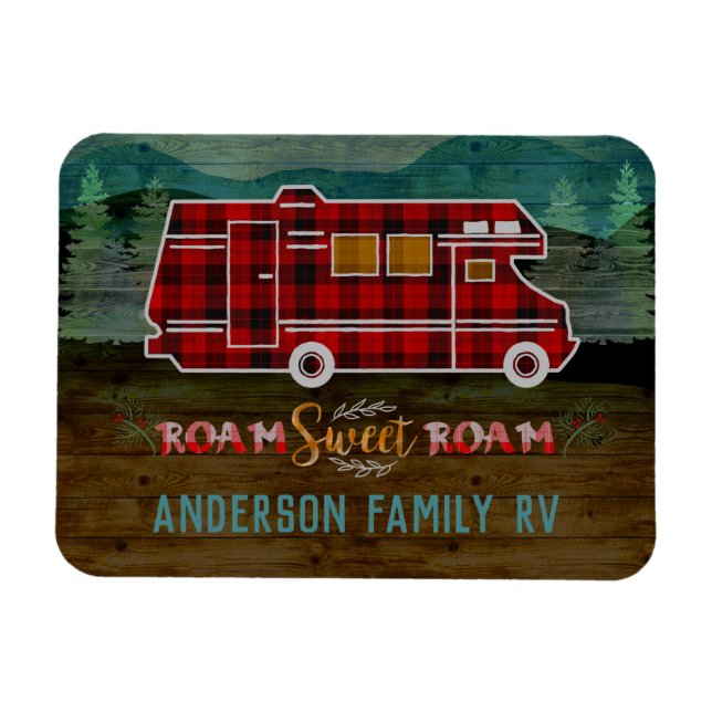 Motorhome RV Camper Travel Van Rustic Personalized Magnet (Horizontal)