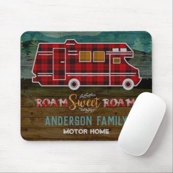 Motorhome RV Camper Travel Van Rustic Personalized Mouse Pad | Zazzle