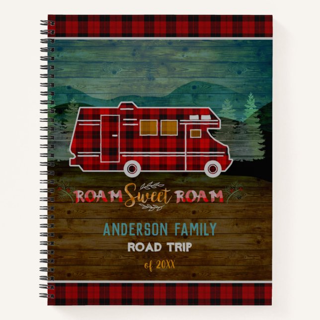 Motorhome RV Camper Travel Van Rustic Personalized Notebook (Front)