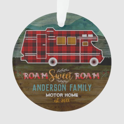 Motorhome RV Camper Travel Van Rustic Personalized Ornament