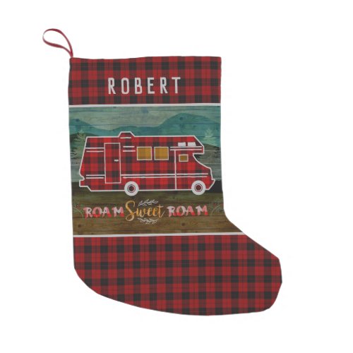 Motorhome RV Camper Travel Van Rustic Personalized Small Christmas Stocking