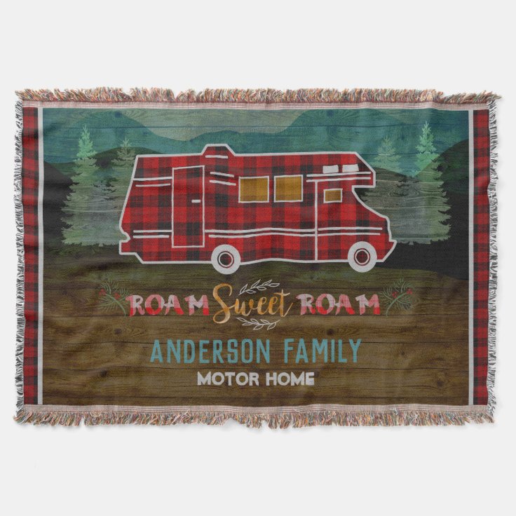 Motorhome RV Camper Travel Van Rustic Personalized Throw Blanket Zazzle