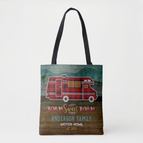 Motorhome RV Camper Travel Van Rustic Personalized Tote Bag