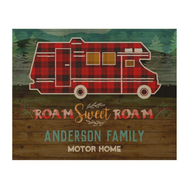 Motorhome RV Camper Travel Van Rustic Personalized Wood Wall Decor (Front)