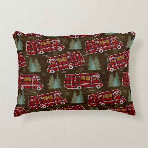 Motorhome RV Camper Travel Van Rustic Pine Pattern Accent Pillow