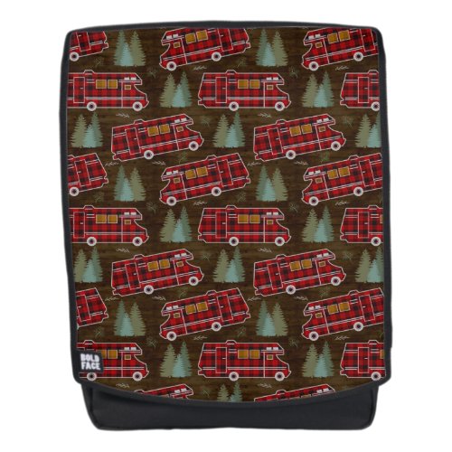 Motorhome RV Camper Travel Van Rustic Pine Pattern Backpack