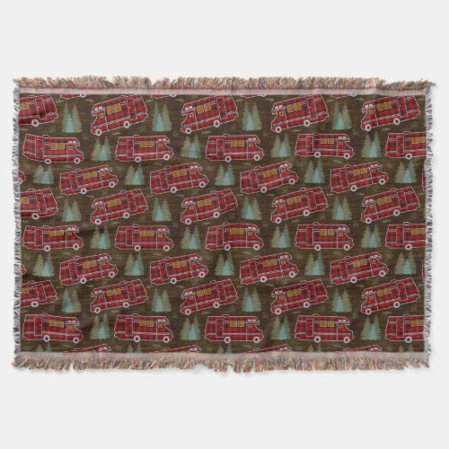 Motorhome RV Camper Travel Van Rustic Pine Pattern Throw Blanket