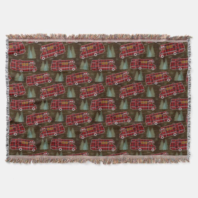 Motorhome RV Camper Travel Van Rustic Pine Pattern Throw Blanket (Front)