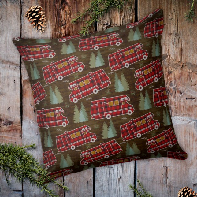 Motorhome RV Camper Travel Van Rustic Pine Pattern Throw Pillow (Creator Uploaded)