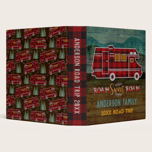 Motorhome RV Camper Travel Van Rustic Road Trip 3 Ring Binder