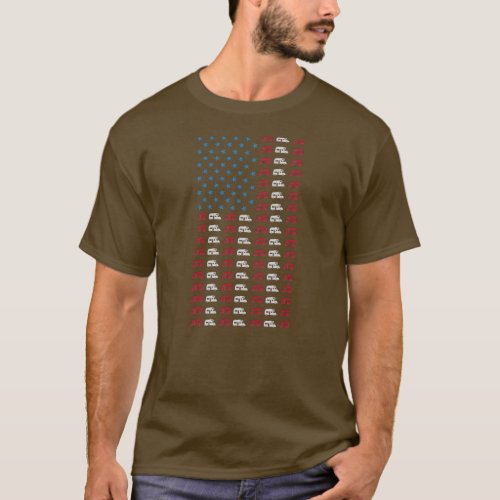 Motorhome RV Campervan July 4th American Flag  T_Shirt
