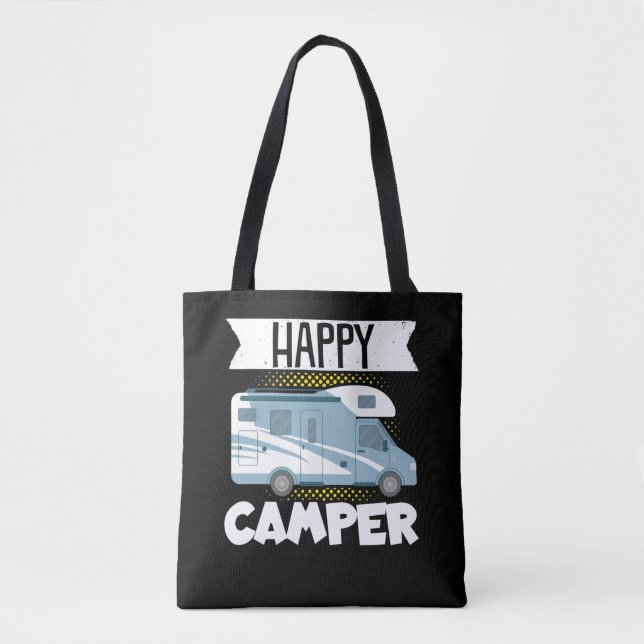 Motorhome RV Camping Happy Camper Tote Bag (Front)