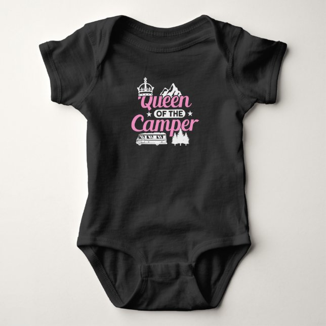 Motorhome RV Camping Queen Of The Camper Baby Bodysuit (Front)