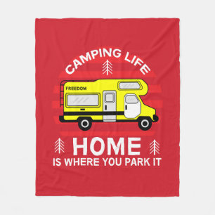 Motorhome RV Motorhome Camping Life Latte Mug Fleece Blanket