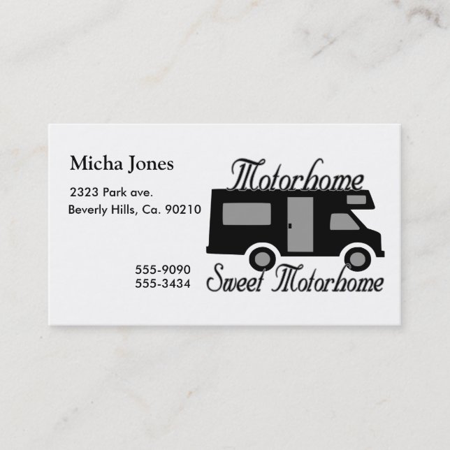 Motorhome Sweet Motorhome RV Business Card (Front)