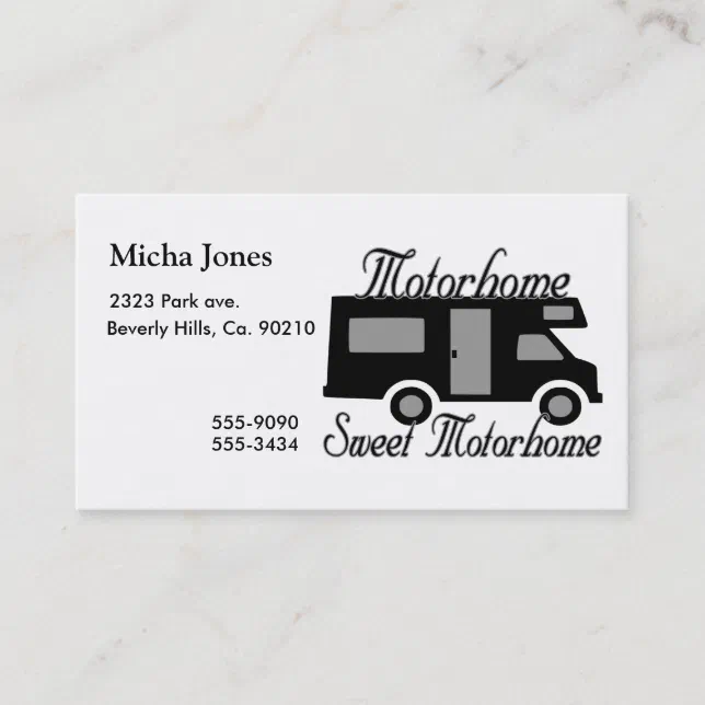 Motorhome Sweet Motorhome RV Business Card | Zazzle