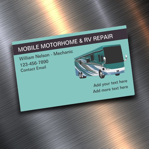 Motorhomes Recreational Travel  Business Card Magnet