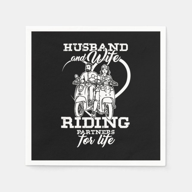 Motorist Couple Lovers Motorcycle Husband And Wife Napkins (Front)