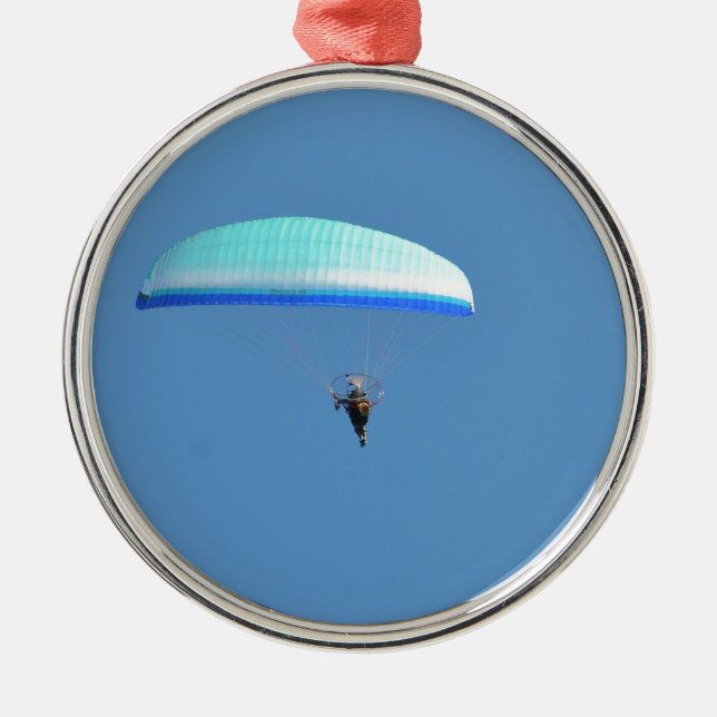Motorized Paraglider Metal Ornament (Front)